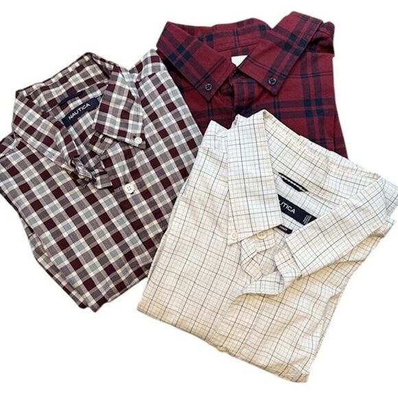 Bundle of THREE Men's Button Front Shirts Nautica / Goodfellow Size XL - Picture 1 of 12